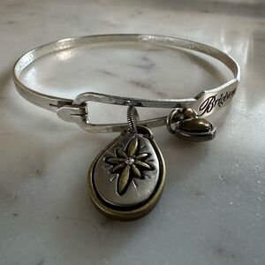 Brighton Two Tone Bangle Charm Bracelet Starburst Charm Buckle Closure